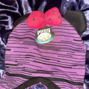 ✨NWT Pugs 'Critter Beanie' Bear 🐻‍❄️w polka dot bow and braided tassels